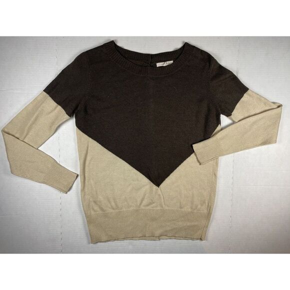 41 Hawthorn Presley Sweater XS Beige Brown Colorblock Button-Back Wool Blend - Picture 1 of 7